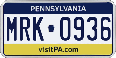 PA license plate MRK0936