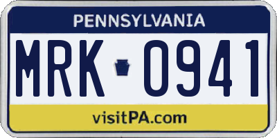 PA license plate MRK0941