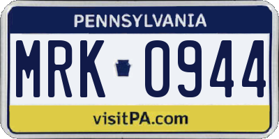 PA license plate MRK0944