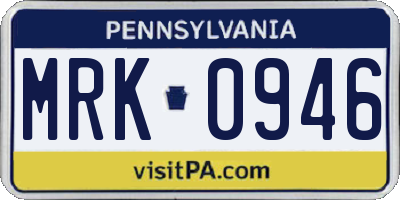 PA license plate MRK0946