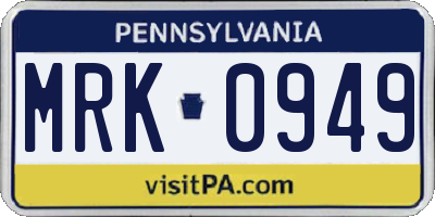 PA license plate MRK0949