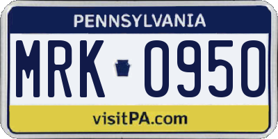 PA license plate MRK0950