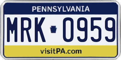 PA license plate MRK0959