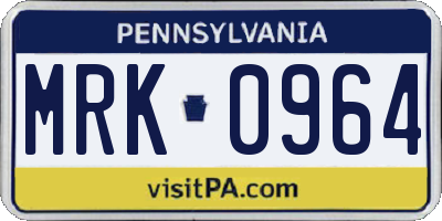 PA license plate MRK0964
