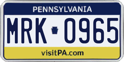 PA license plate MRK0965