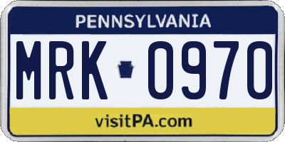PA license plate MRK0970