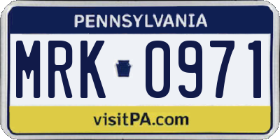 PA license plate MRK0971