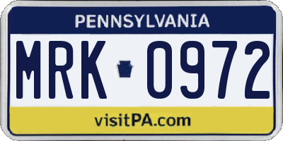 PA license plate MRK0972