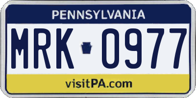 PA license plate MRK0977