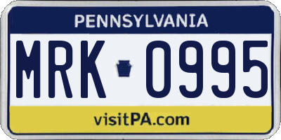 PA license plate MRK0995