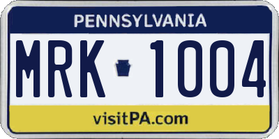 PA license plate MRK1004