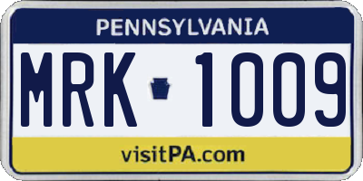 PA license plate MRK1009