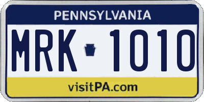 PA license plate MRK1010