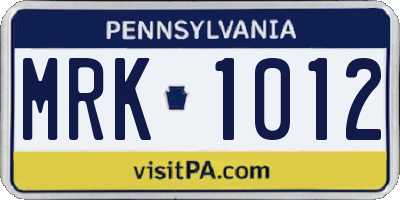 PA license plate MRK1012