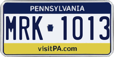 PA license plate MRK1013