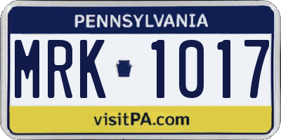 PA license plate MRK1017