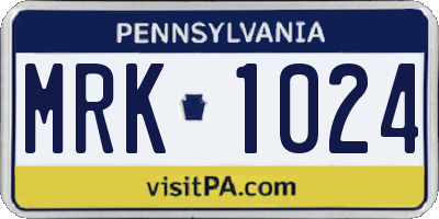 PA license plate MRK1024
