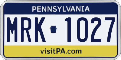 PA license plate MRK1027