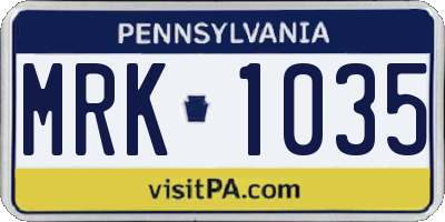 PA license plate MRK1035