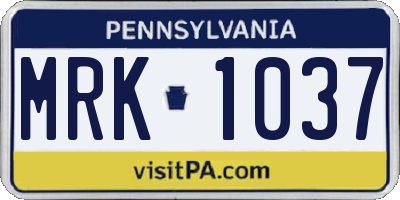 PA license plate MRK1037