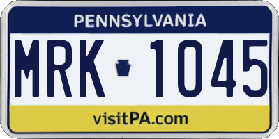 PA license plate MRK1045