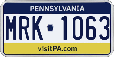PA license plate MRK1063