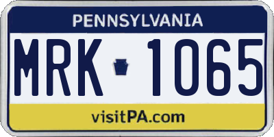 PA license plate MRK1065