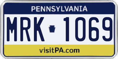 PA license plate MRK1069