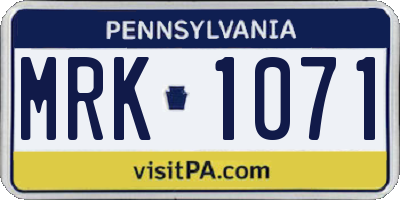 PA license plate MRK1071