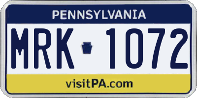 PA license plate MRK1072