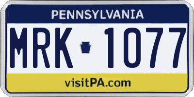 PA license plate MRK1077