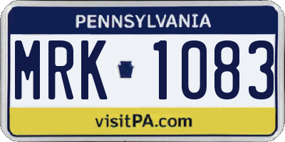 PA license plate MRK1083