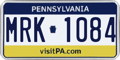 PA license plate MRK1084