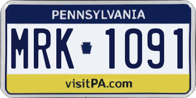 PA license plate MRK1091