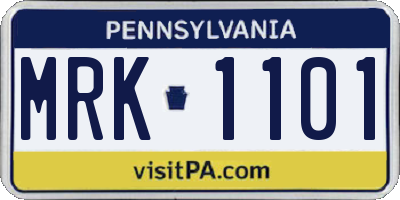 PA license plate MRK1101
