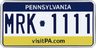 PA license plate MRK1111