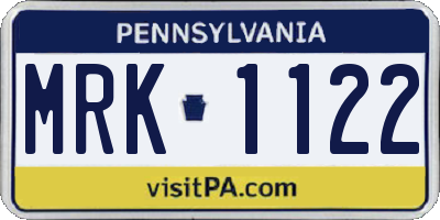 PA license plate MRK1122