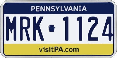 PA license plate MRK1124