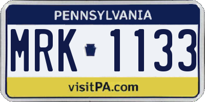PA license plate MRK1133