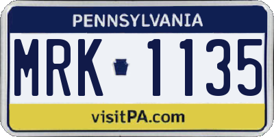 PA license plate MRK1135