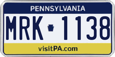 PA license plate MRK1138