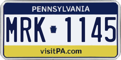 PA license plate MRK1145