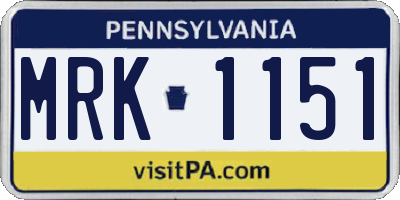 PA license plate MRK1151