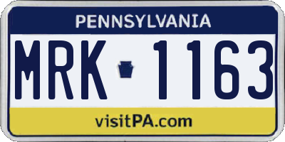 PA license plate MRK1163
