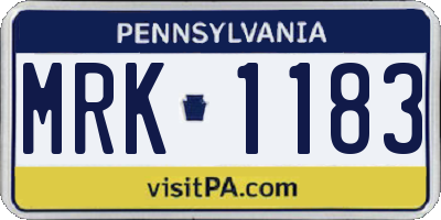 PA license plate MRK1183