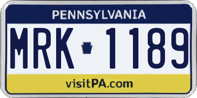 PA license plate MRK1189