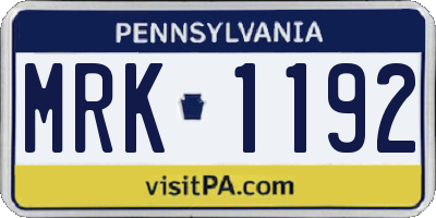 PA license plate MRK1192