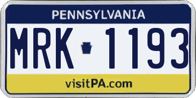 PA license plate MRK1193