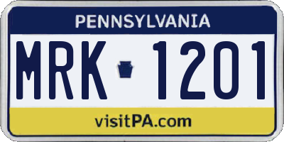 PA license plate MRK1201