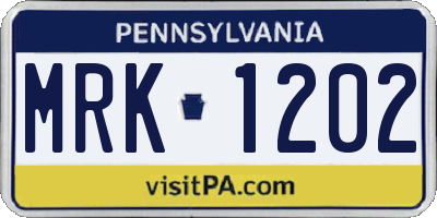 PA license plate MRK1202